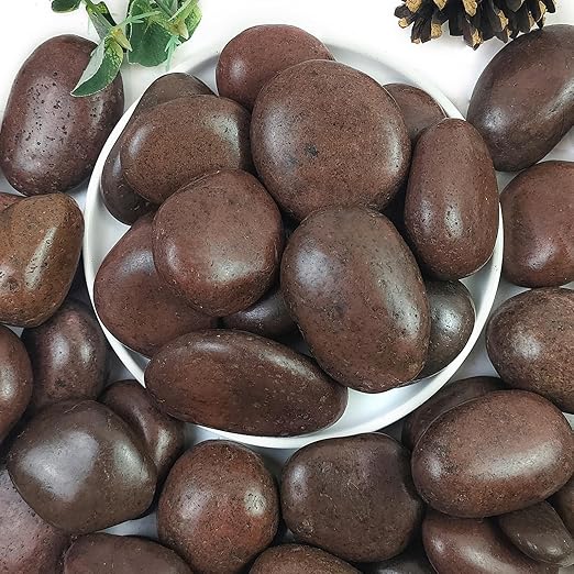 40lbs Red River Rocks for Landscaping, 2-3 Inch Natural Pebbles for Indoor Plants, High Polished Decorative Stones Garden Outdoor and Indoor DIY Vase Filler Fish Tank Aquariums