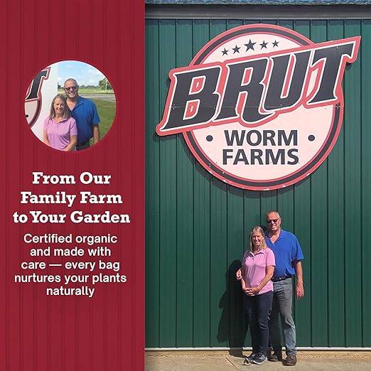 Brut Organic Worm Castings for Plants 30 LB – Natural Nutrients, Fertility Builder, Plant Food for Potting Soil and Garden Soil – Indoor and Outdoor Use - 4 Pack