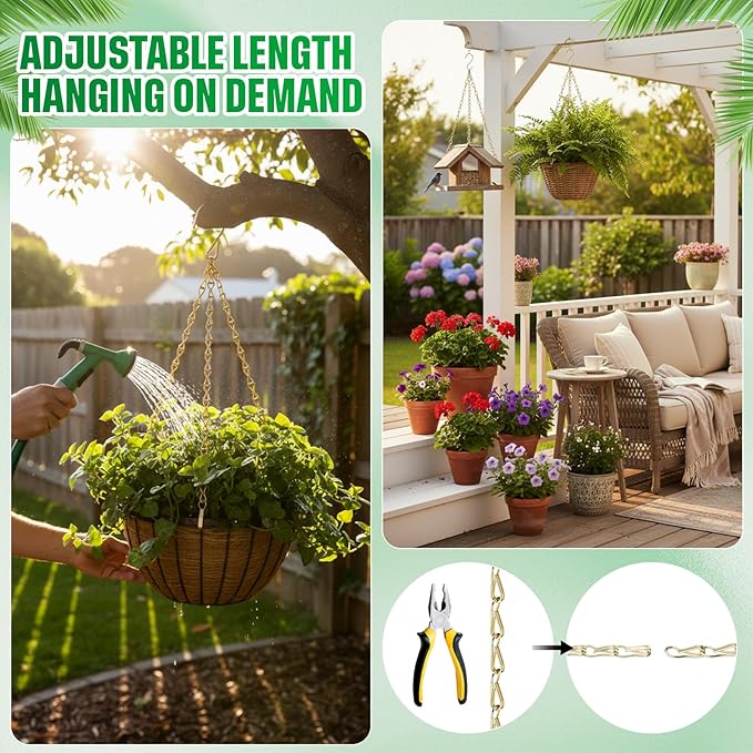EBOOT 2 Pcs Hanging Chain for Bird Feeders, Planters, Lanterns and Ornaments(23.6 Inch,Gold)