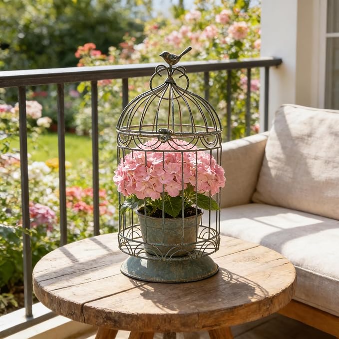 Rustic Metal Planter Holder Vintage Iron Birdcage Flower Planter Farmhouse Metal Climbing Vine Stand Antique Candle Holder Decoration for Garden Patio Balcony Outdoor Indoor Decor (styel#3)