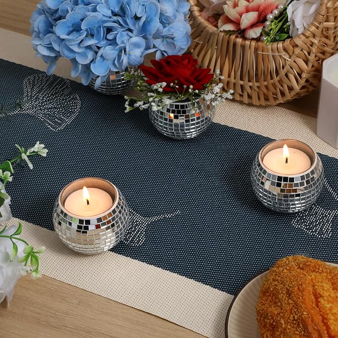 12 PCS Disco Ball Candle Holder, Silver Disco Ball Vase 2x2.6Inch Multifunctional Pencil Cup Discos Flower Vase Discos Balls Centerpieces for Wedding Centerpieces,Birthday,Office,Bedroom Decor