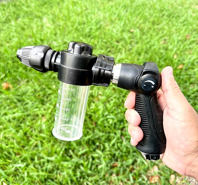 Socila Garden Hose Nozzle and Boat Engine Flush Kit, High Pressure Spray Gun Nozzle with 3.4oz/100ml Soap Dispenser Bottle: Showering Pet, Watering Plant, Lawn Care, Car Wash