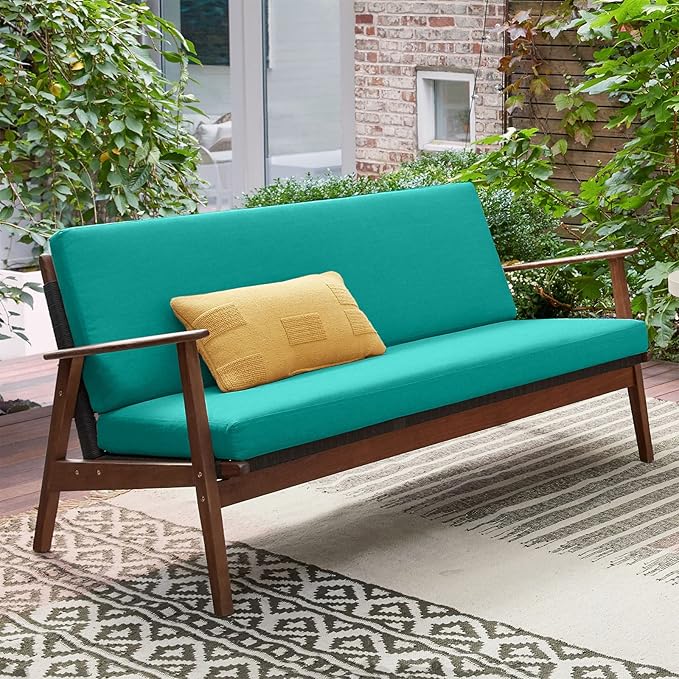 idee-home Outdoor Bench Cushion Waterproof, Bench Cushions for Outdoor Furniture, Patio Porch Swing Replacement Seat Pad with Ties for Garden Backyard, 36 x 18 Inch