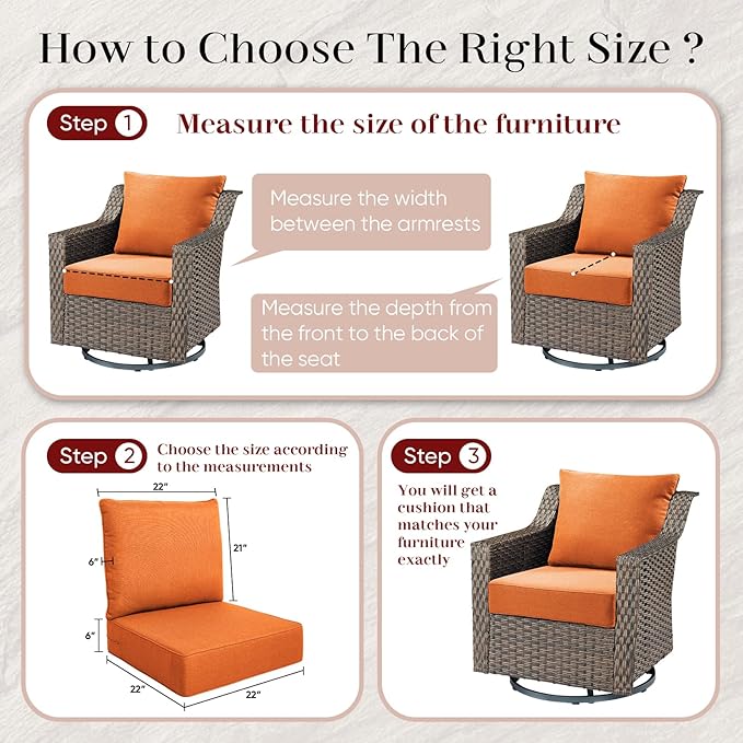 Luxury Outdoor Seat Cushion Set-22 x 24 x 6 Inch Outdoor Chair Cushions with Water Resistant & Removable Cover Outdoor Cushions for Patio Furniture Chair Sofa Couch