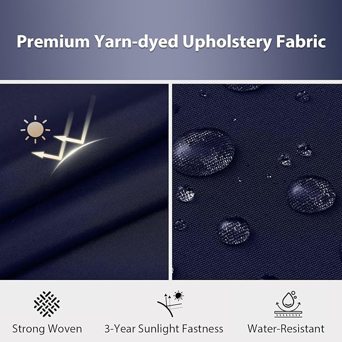 Outdoor Chair Cushion Set of 4, 18.5 x 16 Inch Patio Chair Cushions for Outdoor Furniture, Water Resistant Outdoor Patio Chair Cushions with Non-Slip Ties(Navy Blue)