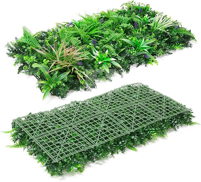 NatraHedge 20''X40'' Artificial Kauai Living Wall Grass Wall Decor, 5Pcs (28SqFt) Hedge Leaf Grass Panels for Indoor, Outdoor, Garden and Balcony Privacy Fence Screen