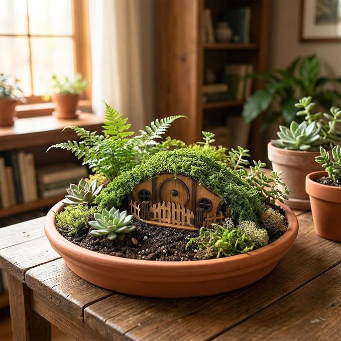 Mosswood Mini Treehouse for Indoor Plants – Woodland-Inspired Mini House for Plant Pots, Terrariums & Fairy Gardens, Dwarf Tree - Plant Mini Treehouse
