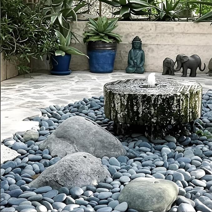 5 lbs Black Stones Pebbles for Planters, 2-3 Inch Natural Decorative Black River Rocks for Outdoor Landscaping, Aquarium, Garden, Walkways, Fountain and Painting Rocks