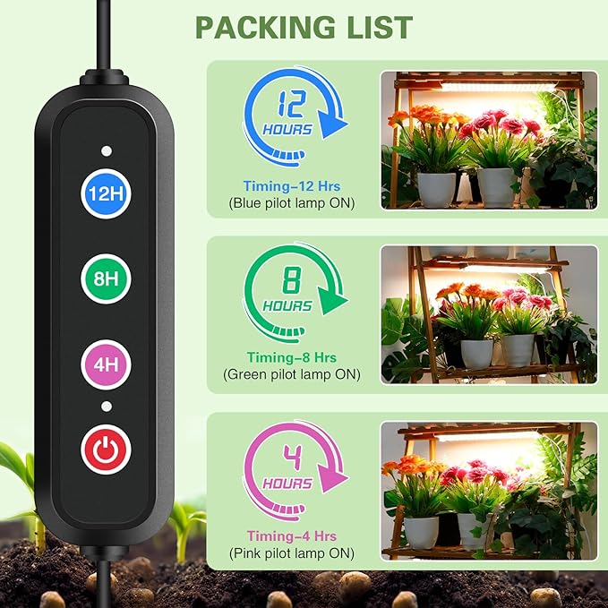 60W Ultra-Thin Panel Full Spectrum Grow Lights, 1152 LEDs Growing Light for Indoor Plants with Daisy Chain Function, Grow Lights for Seed Starting with 4/8/12/16/20H Auto On/Off Timer (6pcs)