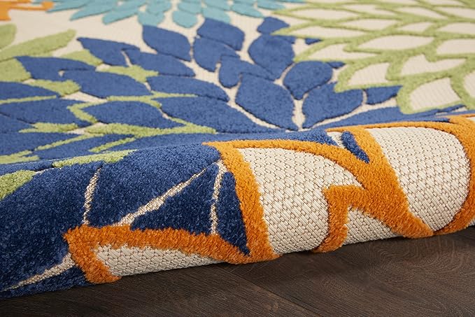 Nourison Home Aloha Indoor/Outdoor Multicolor 2'8" x 4' Area Rug, Tropical, Botanical, Easy Clean, Non Shedding, Bed Room, Living Room, Dining Room, Deck, Backyard, Patio (3x4)