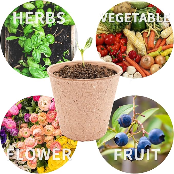 3T GROUP 100 Pack 3.15 Inch Mini Pot for Plants,Small Compostable Planting Pots,Biodegradable Disposable Flower Pots for Vegetables,Fruit with 100 Labels,Tool (100pcs)