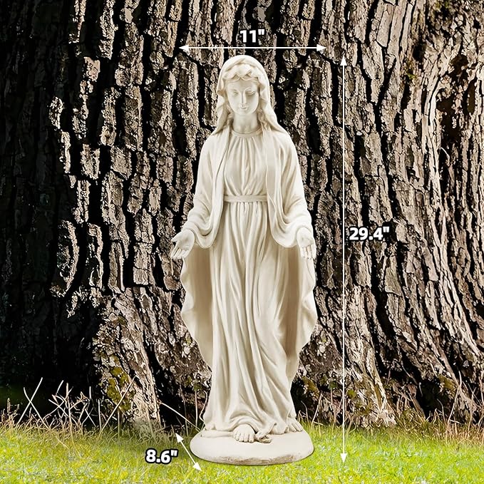 YOLENY Virgin Mary Statue Outdoor, 29.4 Inch Tall Garden Statue of Mary, Religious Blessed Mother Sculpture for Patio Yard Home Decor