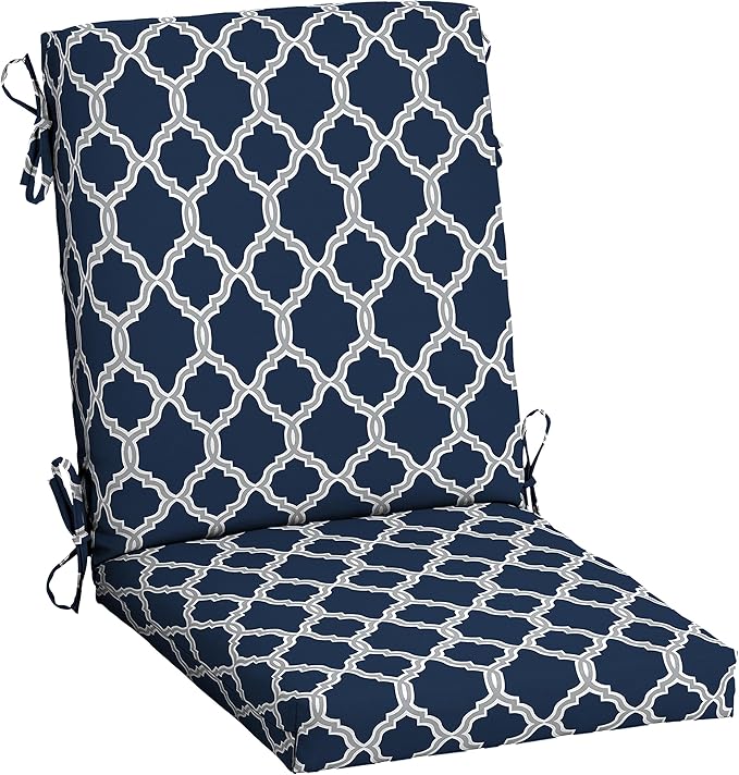 Arden earthFIBER Outdoor Dining Chair Cushion, 20 x 20, Rain-Proof, Fade Resistant, Sapphire Blue Garden Trellis