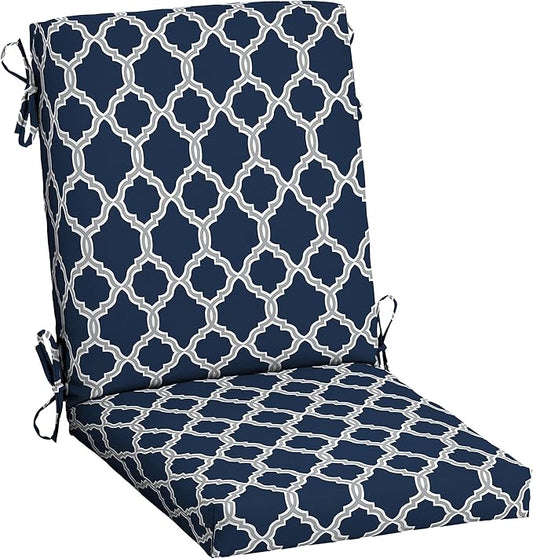 Arden earthFIBER Outdoor Dining Chair Cushion, 20 x 20, Rain-Proof, Fade Resistant, Sapphire Blue Garden Trellis