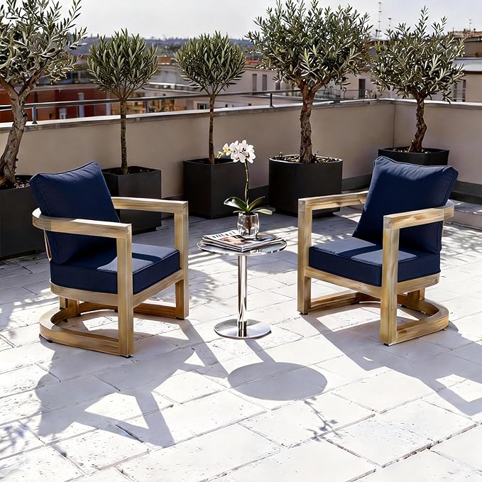 24x24 Inch Outdoor Deep Seat Cushions Set of 2,Thick High-Density Foam, Water-Resistant, Piped Edges & YKK Hidden Zipper for Patio Furniture,Midnight