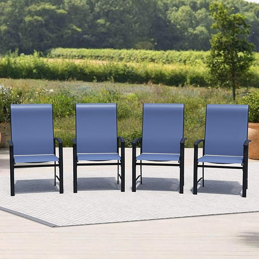 Outdoor Dining Chairs Set of 4, Patio Chairs with Metal Frame & Textilene Fabric, Perfect for Patio Garden Deck