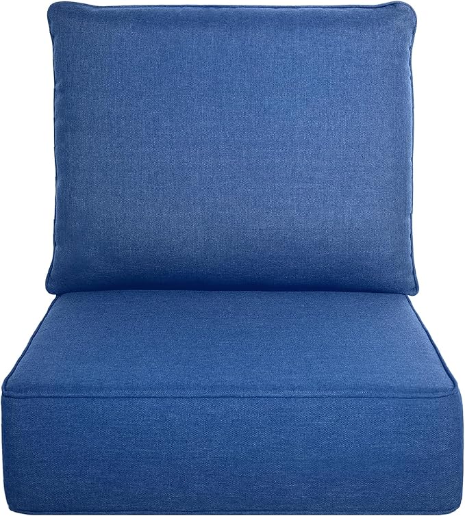 Belord Luxury 6" Thick Outdoor Cushion Set - 24 x24 Inch 28D Sponge Filling Fade-Resistant Chair Cushion, Spill Proof Removable Patio Furniture Replacement Cushion for Sofa Bench Swing - Blue