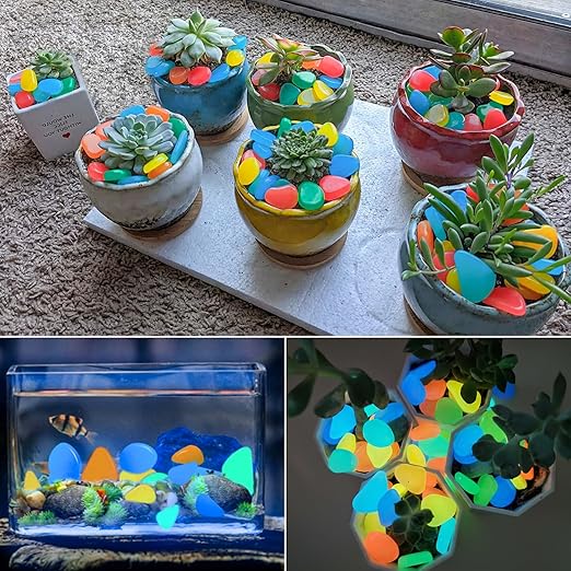 Glow in The Dark Rocks Outdoor, Solar Rocks for Landscaping, Outdoor Decor Glow in The Dark Stones, Glowing Pebbles for Garden Backyard Patio Lawn Fish Tank Aquarium Decor,200pcs Multi,0.6-1.1"
