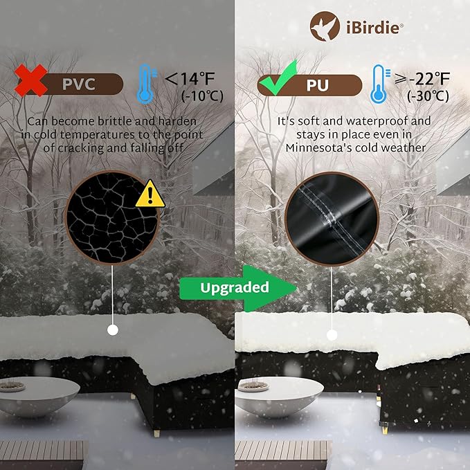 iBirdie Outdoor Sectional Cover fit 90 x 120 inch, 89 x 118, L-Shaped Patio Furniture Sofa, Waterproof Weatherproof Heavy Duty 600D Garden Cover for Outside L shape Couch, Black