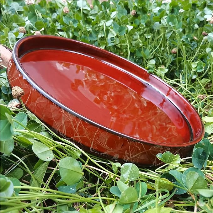 Ceramic Plant Saucer 12 Inch, Round Plant Trays for Indoors/Outdoors, Flower Pot Saucers for Holding Water Drips and Soil, Ceramic Drainage Tray for Plant Pot (Reactive Glaze Brown)