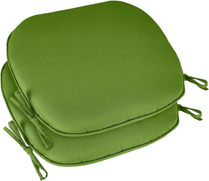SleepMan Outdoor 17"x16" Chair Cushions with Ties Set of 4, Water Resistant All Weather U-Shape Seat Pads for Patio Garden Furniture Indoor Fade Resistant Patio Cushions (Grass Green)