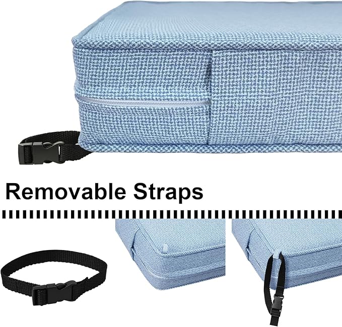 Deep Seat Cushions, Outdoor Cushions, Patio Furniture Cushions, Deep Seat & Back Cushion Patio Cushions for Backyard Couch Sofa Fade Resistant (22x24x4 inches 3 Sets, Light Blue)