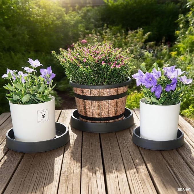 Plant Saucer Tray for Ceramic Plastic Pots, 16 inch Plant Saucers for Indoors, Pot Saucers Trays, Bird Bath Bowls, Flower Planter Water Drip Trays for Pots Base (16", Black)