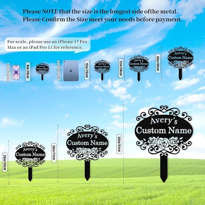 Custom Metal Garden Sign with Stake, Personalized Garden Signs for Outside, Customized Garden Name Signs for Yard Lawn Outdoor Decor Gardening Gifts for Moms Grandmas Gardeners