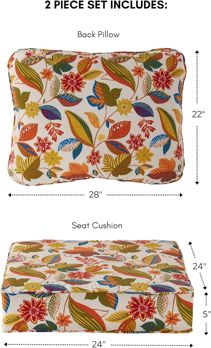 Greendale Home Fashions 2-Piece Outdoor Deep Seat Cushion Set, Foliage