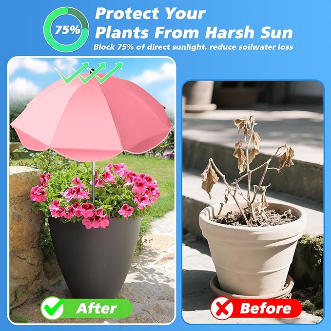 4 Pcs Plant Umbrellas for Outdoor Plants, Potted Garden Bedst Umbrella Shade with Adjustable Angle to ‌Defend Plants from Direct Sunlight