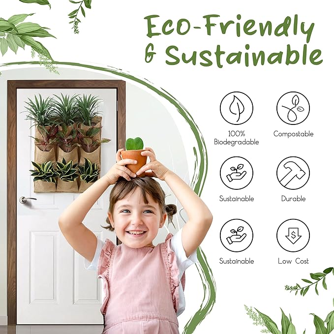 12 Pocket Vertical Garden Wall Planter Tower - Herb - Outdoor Indoor - Hanging - Plant - Living - Balcony - Growing System - Biodegradable - Sustainable - Vegetable -Patio…