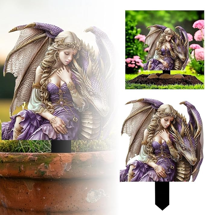 JOYO 11.8''Bohemian Fairy Flower Pot Decoration,2D Acrylic Ground Plug,Fairy Garden Planter Accessories,Fairy Pumpkin Angel Garden Stake for Pot Plants and Garden Yard Lawn Décor (K)