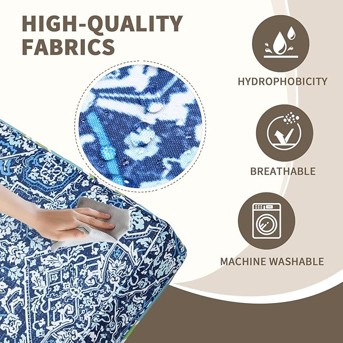 14Piece Outdoor Sofa Cushion Replacement, Patio Furniture Waterproof Cushion with Zippers, fit 6-Seat Outdoor Wicker Rattan Sectional Couch (Blue Charm, 25.6"x25.6"x3.9")