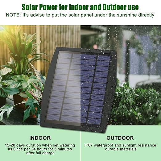 Solar Automatic Drip Irrigation Kit System, Solar Powered Auto Easy DIY Watering Device Supported Pots Plants, 12 Timing Modes with Anti-Siphoning Device (Supported 20-30 Pots, 12Timing Modes)
