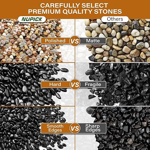 NUPICK 6lb River Rocks for Plants Indoor, 1/5 Inch Mixed Pebbles for Vase Fillers, Decorative Pea Gravel for Fish Tank, Natural Polished Stones for Succulent, Bonsai, Landscaping, Bird Baths