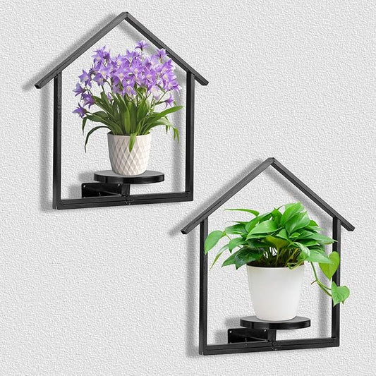 Decorative Wall Plant Frame, House-Shaped Wall-Mounted Plant Hanger for Indoor Decor, Space-Saving Vertical Garden Wall Planter for Apartment & Home, 2 Pack