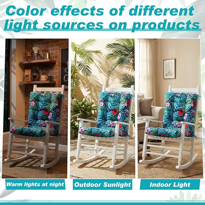 Hoteam 6 Set Outdoor Deep Seat Patio Chair Cushions Waterproof Patio Cushions Set 20 x 42 Inch for Furniture Replacement Removable Seat and Back (Palm)