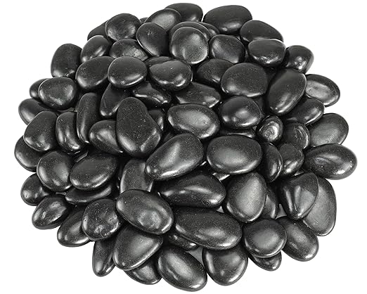 River Rocks for Landscaping, 40lbs Black Pebbles for Indoor Plants, 1-2 Inch Decorative Rocks for Planters, High Polished Stones for Vase Filler Fish Tank Garden