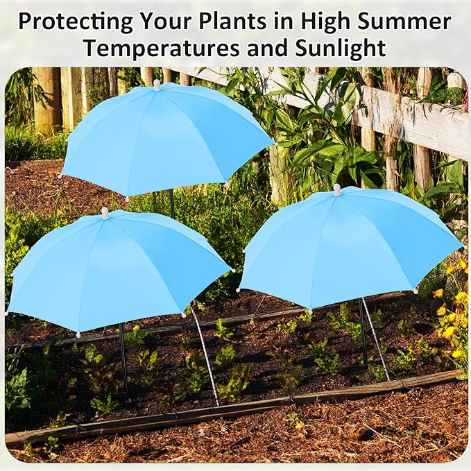 Plant Umbrellas for Outdoor Plants 24.8 Inch Garden Shade Cover Sun Protection Umbrella Space Saving Garden Umbrella Shade Canopy for Potted Plants Bed Flower Pot
