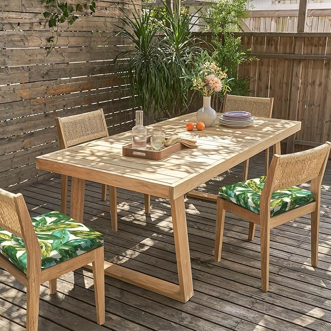 LVTXIII Outdoor Chair Cushions, Water Repellent Patio Furniture Cushions Outdoor Chair Pads with Ties for Dining Chairs and Garden Furniture, 18.5"x16"x2" Set of 2, Lush Leaf Jungle