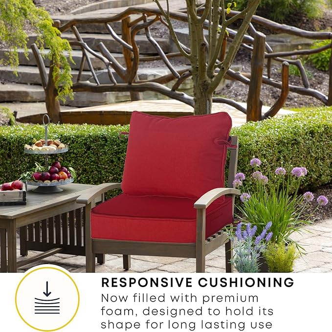 19"x19" Outdoor Universal Cushion Set of 1, Patio Cushions with Handles & Ties, Water-Proof Stain-Resistant UV Resistant Weather Resistant High Resilience Foam with YKK Zippers,Chili