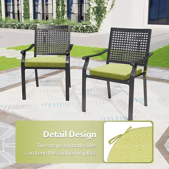 Outdoor Chair Cushions Set of 4, 17 x 16 Inch Patio Chair Cushions for Outdoor Furniture, Water Resistant Outdoor Patio Chair Cushions with Non-Slip Ties(Digby Macaw)