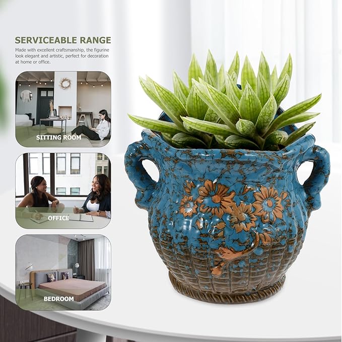 Ceramic Wall Mounted Succulent Flowerpot with Drainage Hole, Hanging Bonsai Plant Container for Indoor Garden Decor, Sturdy Ceramic Wall Planter Pot