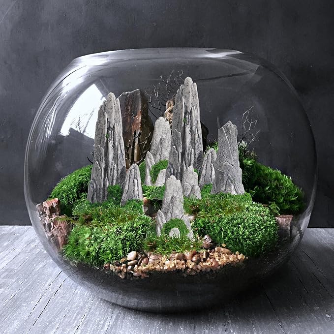 8Pcs Resin Rockery Decoration, Miniature Zen Garden Decor Mini Bonsai Rockery Statue Rockery Figurines Ornament for DIY Plant Pot Terrarium Decor