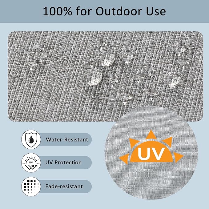 21.5x25.5 Inch Outdoor Deep Seat Cushions Set of 2,Thick High-Density Foam, Water-Resistant, Piped Edges & YKK Hidden Zipper for Patio Furniture,Stone Gray