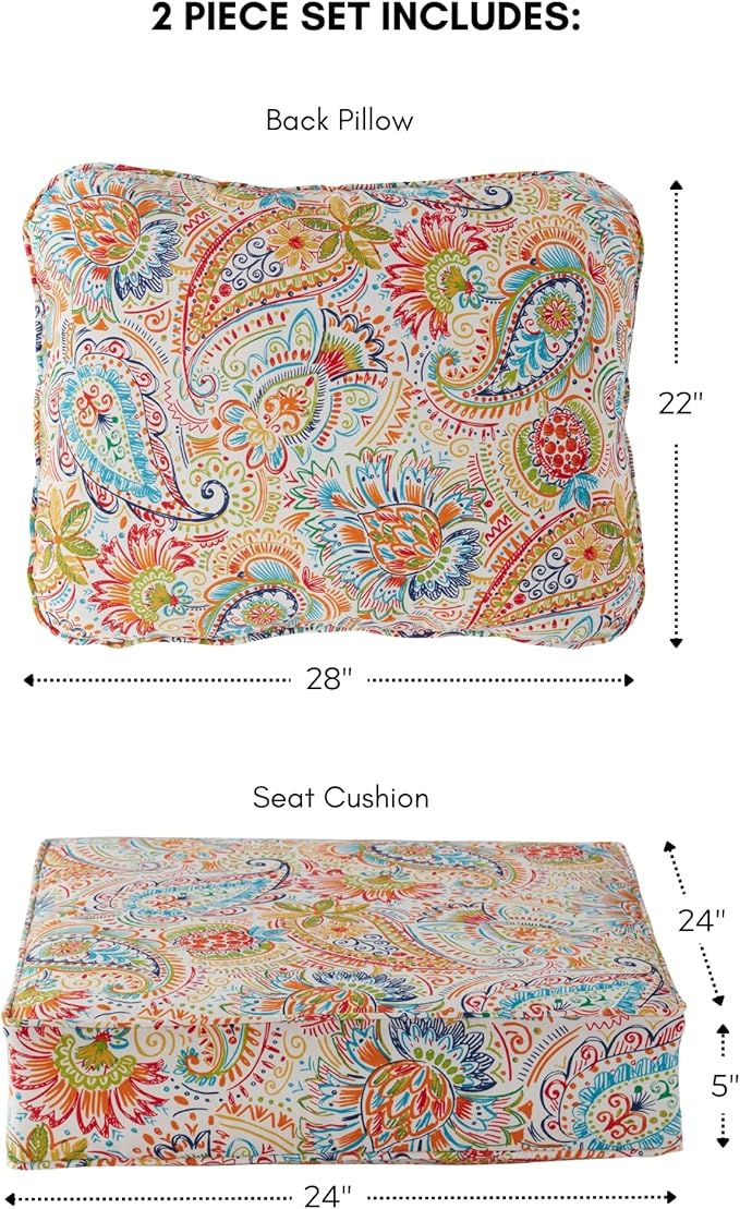 Greendale Home Fashions Outdoor 2-Piece Deep Seat Cushion Set, Jubilee