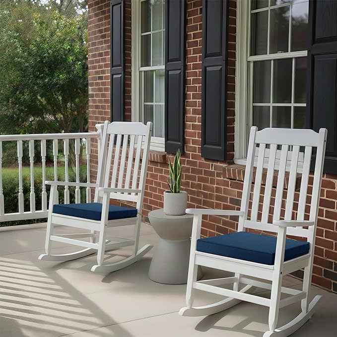 Outdoor Chair Cushions, Water-Resistant & Fade-Resistant, Patio Furniture Square Seat Replacement Chair Pads with Ties, Removable Cover, Non-Slip Bottom, Set of 4, 19 x 19 Inch, Navy Blue