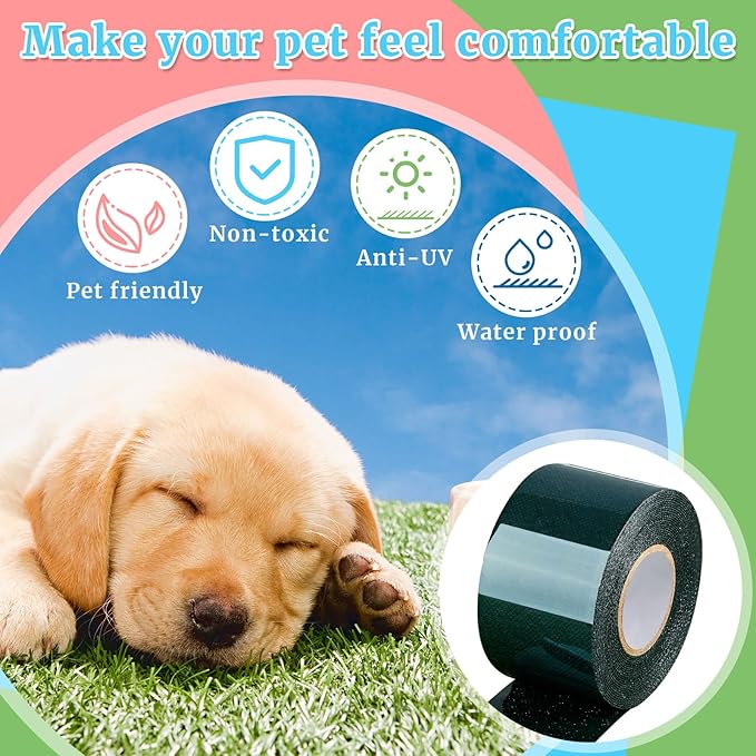 6 Rolls 2 in x 16.5 ft Double Sided Turf Tape Artificial Grass Tape Self Adhesive Grass Rug Tape Artificial Turf Tape for Lawn Garden Carpet Connecting Outdoor Carpet