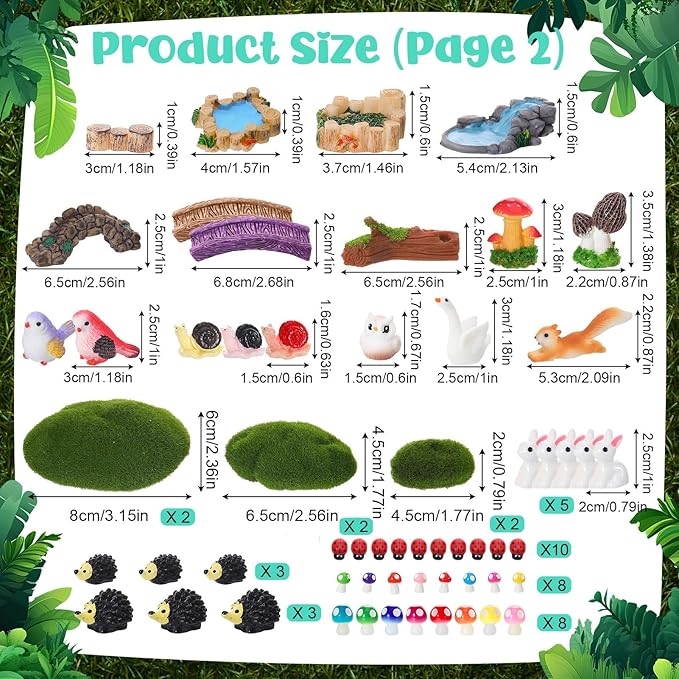 82 Pcs Fairy Garden Accessories Set Miniature Gnome Resin Figures Fairy Garden Decor Terrarium Decorations DIY Mini Landscape Ornaments