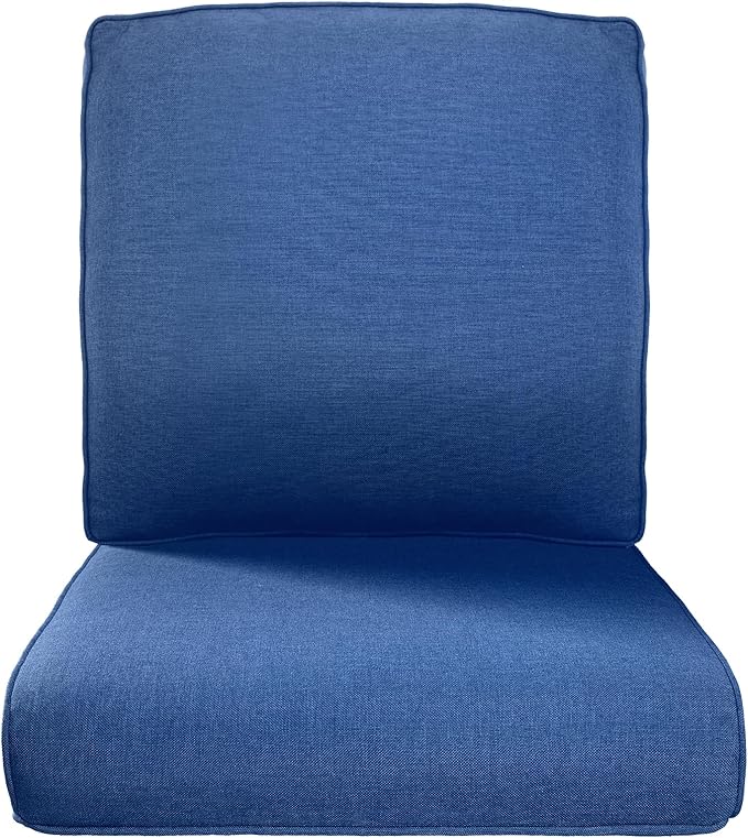Belord Luxury 4" Thick Regular Outdoor Cushion Set - 22 x24 Inch 28D Sponge Filling Fade-Resistant Chair Cushions, Spill Proof Removable Patio Furniture Replacement Cushion for Sofa Bench - Blue